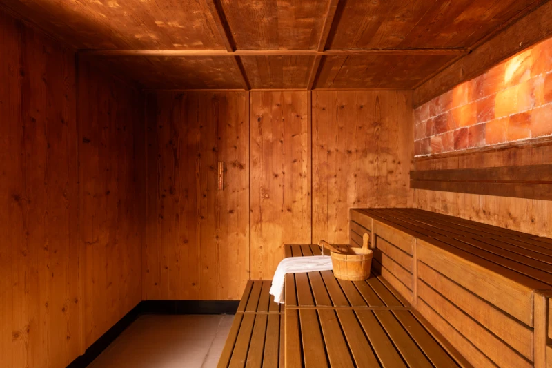 Sauna finlandese in legno naturale con panche e atmosfera calda per benessere in Liguria - Sarzana Park Hotel, BZAR hotels in Liguria